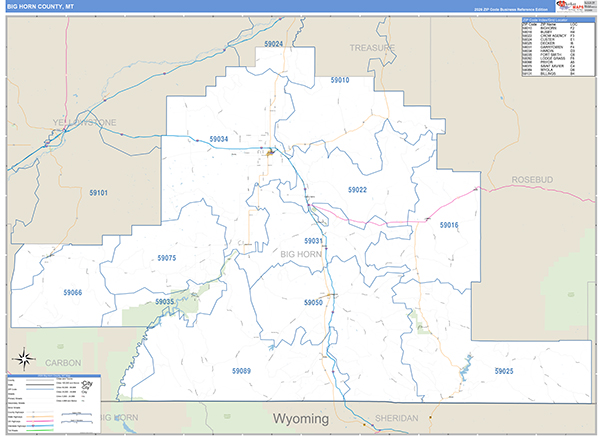 Big Horn County, MT Zip Code Map